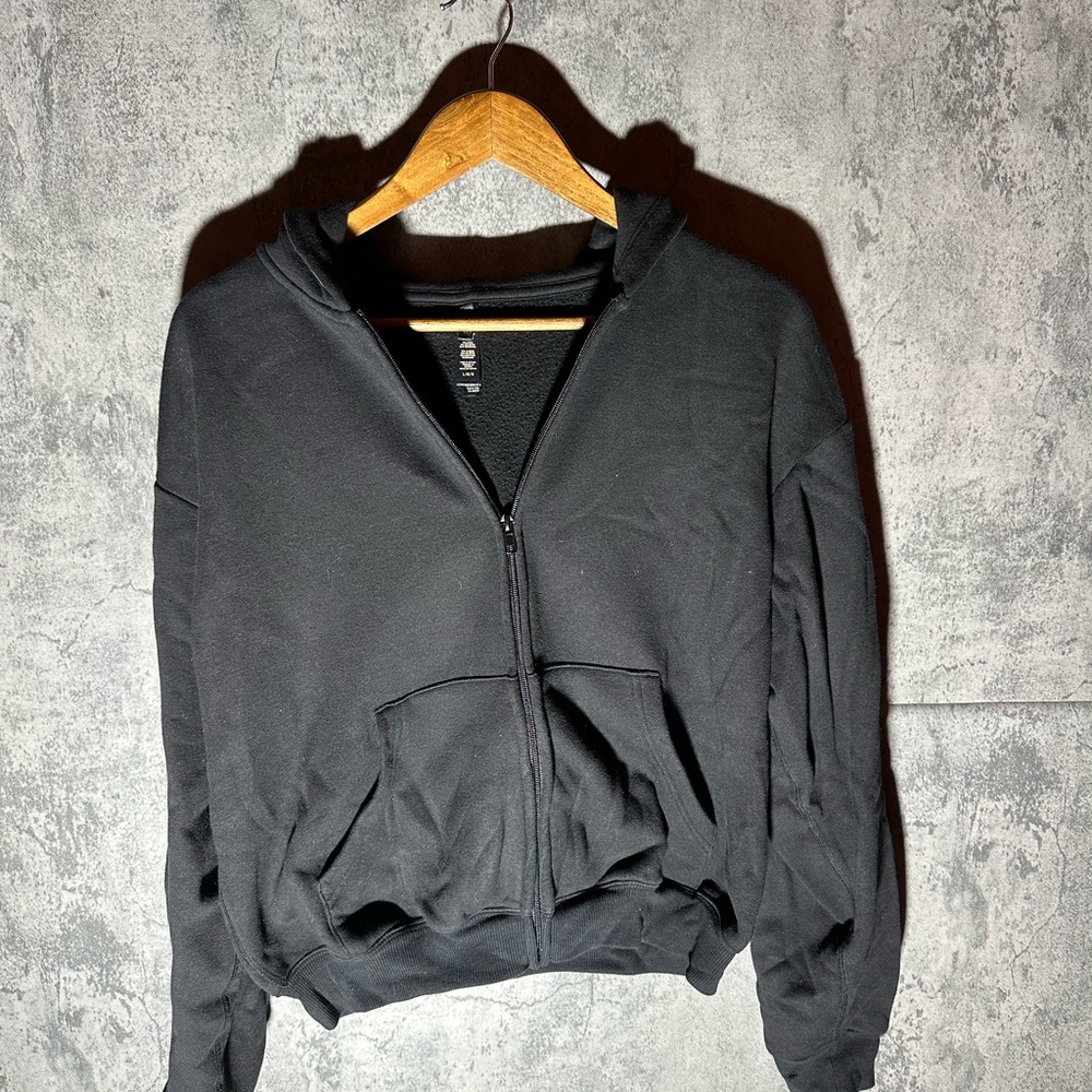 SKIMS Black Zip-Up Hoodie
